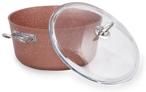Różowy aluminiowy garnek z pokrywką Güral Porselen Classic, ø 26 cm