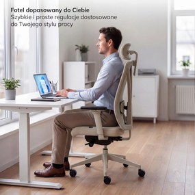 Fotel biurowy ergonomiczny jasnobeżowy VECTOR