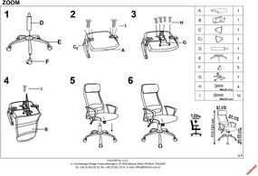 Tapicerowany fotel biurowy z oparciem z siatki Zoom