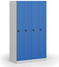Szafka ubraniowa S1 wąska, 2-drzwiowa, 1850 x 500 x 500 mm, zamek kodowy, drzwi niebieskie