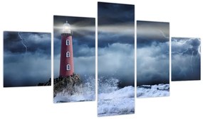 Obraz - Latarnia morska na klifie (125x70 cm)