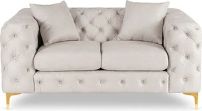 Sofa SORRENTO 2S Dwuosobowa Kremowa Welurowa Nowoczesna Glamour