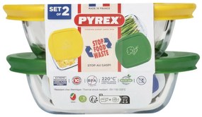 Pyrex Zestaw szklanych pojemników kwadratowych 2szt., 0,3 l