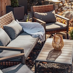 Zestaw Mebli Ogrodowych TEXAS z Sofą Fotelami i Stolikem Kawowym SZARY