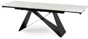 Stół Rozkładany Prostokątny VICTOR 160-240 cm Ceramiczny Biały Marmur/Czarny do Jadalni Nowoczesny Loft