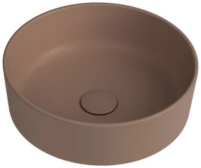 Umywalka ceramiczna nablatowa okrągła brązowa bez otworu na baterię 42 cm LERA Cappuccino