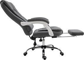 Vinsetto Fotel biurowy z podnóżkiem szary tkanina lniana wygodny regulowany ergonomiczny fotel do pracy | Aosom PL