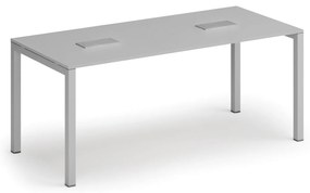 Stół konferencyjny PRIMO SQUARE, 180x80 cm, szary + 2x port blatowy TYP III, srebrny