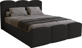 Łóżko tapicerowane 180x200 cm Capri - pojemnik, stelaż metalowy - tkanina boucle, czarny (Lambi 13)