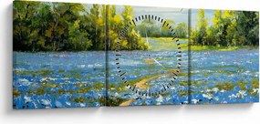 Obraz - Ścieżka w polu, obraz olejny (z zegarem) (90x30 cm)