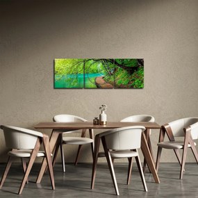 Obraz - Jeziora Plitwickie (z zegarem) (90x30 cm)