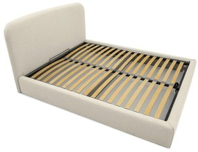 Kremowe tapicerowane łóżko dwuosobowe ze schowkiem ze stelażem 140x190 cm Sea – Scandic