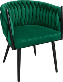 Krzesło ROSA plecione noga czarna : Kolor nogi - Czarna, Kolor tkaniny - VELVET - MG25, Typ tkaniny - Velvet