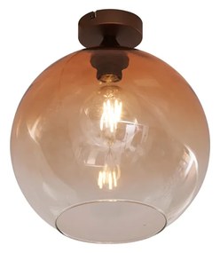 Lampa sufitowa Art Deco ciemny brąz z brązowym szkłem - Sandra