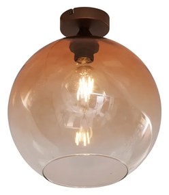 Plafon Art Deco ciemny brąz z brązowym szkłem - Sandra