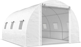Outsunny tunel foliowy, pokrycie z tworzywa, drzwi z siatki, wsporniki, Biały | Aosom PL