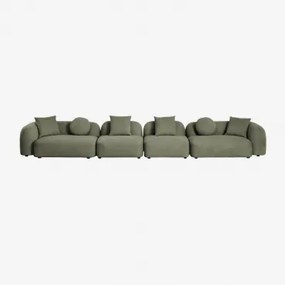 Modułowa Sofa 4-częściowa Z Tkaniny Coco Chenille Tkaniny Szenil Salvia Zieleń - Sklum