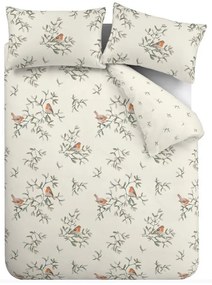 Kremowa flanelowa pościel dwuosobowa 230x220 cm Mistletoe Robins – Catherine Lansfield