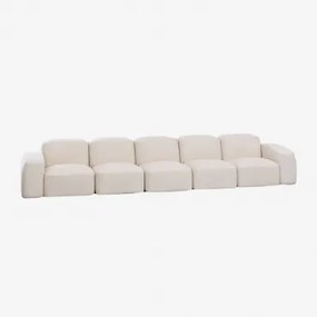 Bastian 5-częściowa Modułowa Sofa Gruba Tkanina Szenilowa Biała - Sklum