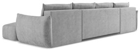 Jasnoszary rozkładany narożnik z tkaniny szenilowej (w kształcie litery U) Leila – Makamii