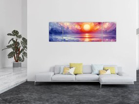 Obraz - Kolorowy artystyczny zachód słońca (170x50 cm)