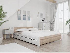 Łóżko IKAROS 120 x 200 cm, białe/dąb sonoma Stelaż: Ze stelażem listwowym elastycznym, Materac: Materac Coco Maxi 20 cm