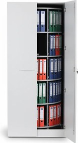 Szafa z obrotowym regałem na segregatory, 5 poziomów, zamykana na klucz, biały