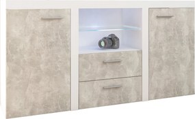 Komoda RITMO - Biały / Front Beton jasny / 156 cm