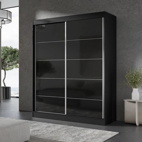 Szafa przeuwna Como 2D 150 Czarna (lacobel)