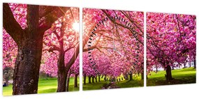 Obraz kwitnących czereśni, Hurd Park, Dover, New Jersey (z zegarem) (90x30 cm)