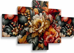 Obraz - Pomarańczowo-czerwone kwiaty (125x70 cm)