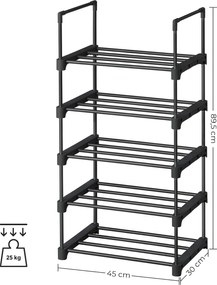 Metalowy stojak na buty 5 półek Barkan 005