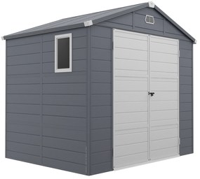 Outsunny Szopa na narzędzia, domek ogrodowy z oknem wentylacyjnym, plastik, metal, 240 x 190 x 228, szary
