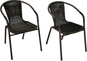 Krzesło ogrodowe Bistro rattanowe - czarne z brązową strukturą