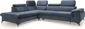 Masseno Narożnik FIORE z funkcją spania i pojemnikiem na pościel Narozniki L, Rozkładana sofa - Niebieski, MONOLITH 77