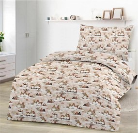 PrzytulneMieszkanie.pl PrzytulneMieszkanie.pl Pościel bawełniana ŚWIĄTECZNY SKRZAT brązowa Rozmiar pościeli: 70 x 90 cm | 140 x 200 cm