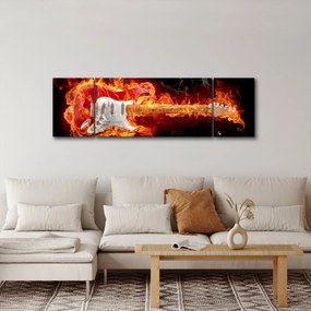 Obraz - Gitara w płomieniach (170x50 cm)