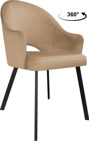 Krzesło Velvet tkanina Welur noga metalowa : Kolor nogi - Czarna profil, Kolor tkaniny - VELVET - MG06, Typ siedziska - Siedzisko obrotowe 360°