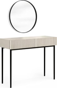 Toaletka Nicole z czarnym lustrem 60 cm - kaszmir / czarne nóżki