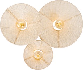 Designerska lampa ścienna biała z tkaniny 3-światłowa - Jane