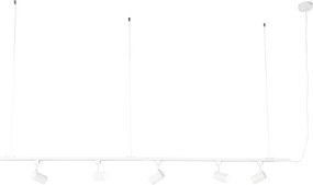 Nowoczesny system szynowy 1-fazowy wiszący z 5 reflektorami biały - Jeana