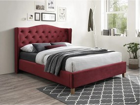 Łóżko ASPEN VELVET 160x200 bordowe