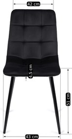 Zestaw Stół Rozkładany SAMER 120-160 cm Dąb/Czarny i 4 Krzesła Tapicerowane PERU Czarne Welurowe