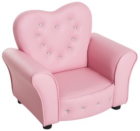 HOMCOM Sofa dziecięca fotel dziecięcy w kształcie serca księżniczka minisofa pokój dziecięcy sofa z