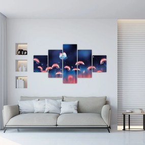 Obraz dmuchawca z niebieskim motylem (125x70 cm)