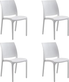 Krzesło żywiczne sztaplowane, wyprodukowane we Włoszech, przeznaczone do użytku wewnątrz i na zewnątrz, SOFIA, białe, 4 sztuki