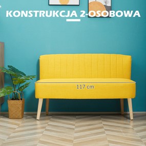 HOMCOM 2-osobowa sofa, miękkie obicie, łatwa do czyszczenia, do 220 kg, 117 x 56,5 x 77 cm, żółta | Aosom PL