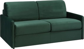 Kanapa 4-osobowa rozkładana typu expres z weluru CALIFE - Butelkowa zieleń - Miejsce do spania 160 cm - Materac 18 cm