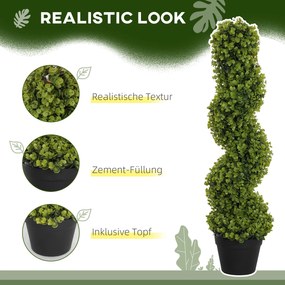 HOMCOM Zestaw 2 Dekoracyjnych Roślin, Sztuczne Rośliny w Doniczkach, Sztuczna Zielenina do Domu, Wewnątrz, Na Zewnątrz, 90 cm, Zielone