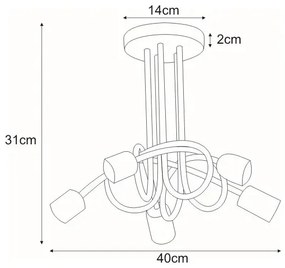 Czarna loftowa lampa sufitowa supeł - S147-Agneso